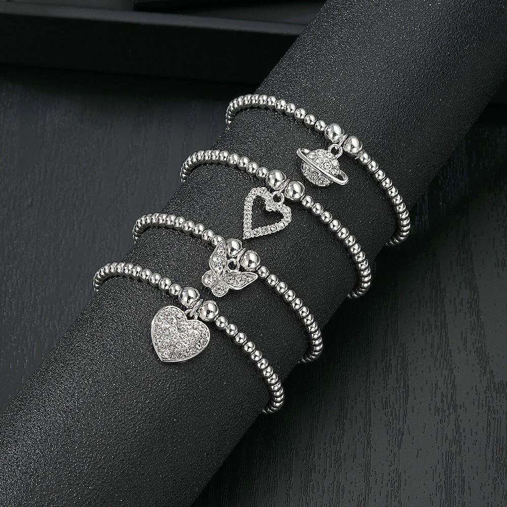 Silver Beaded Charm Bracelets