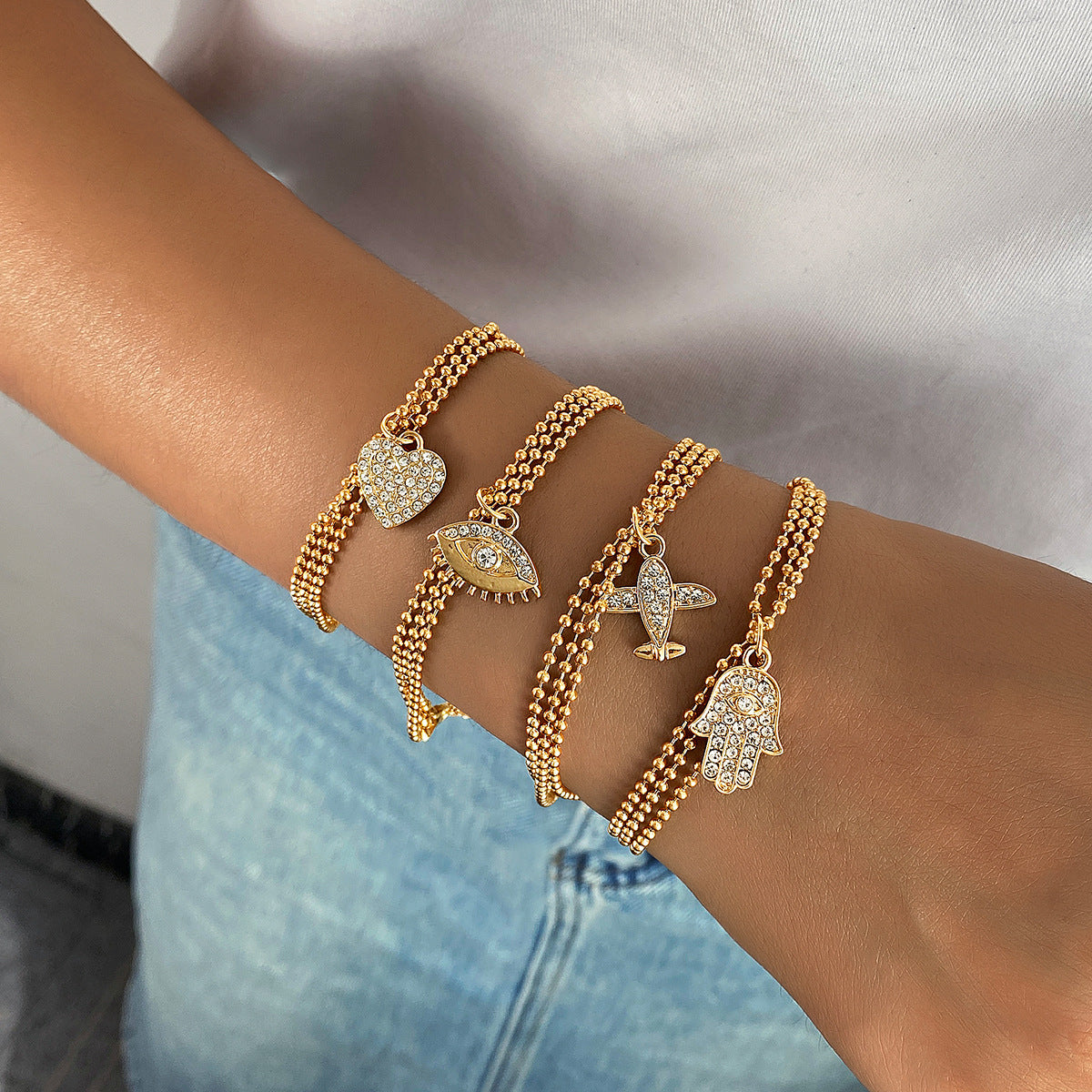Silver Beaded Charm Bracelets