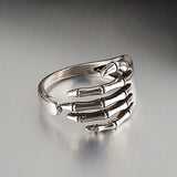 Skeleton Hand Adjustable Silver Ring