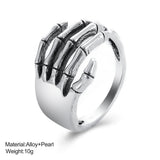 Skeleton Hand Adjustable Silver Ring