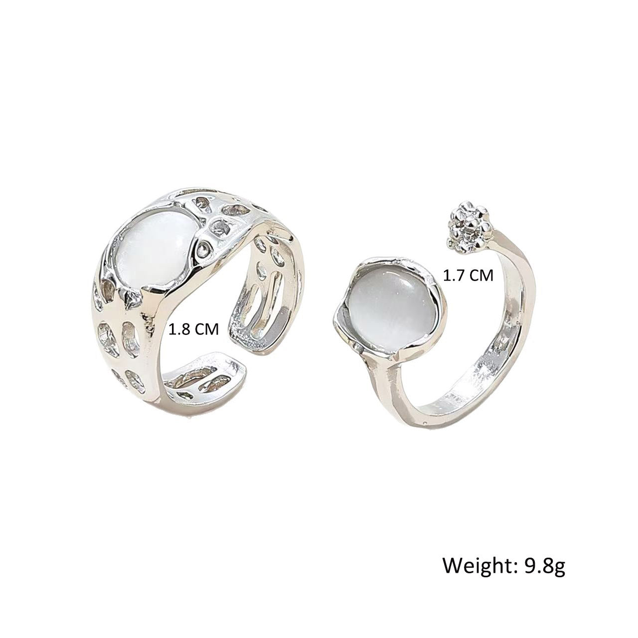 Purple Stone Silver Adjustable Ring Set