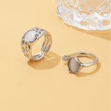 Purple Stone Silver Adjustable Ring Set
