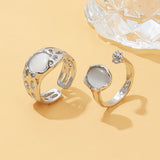 Purple Stone Silver Adjustable Ring Set