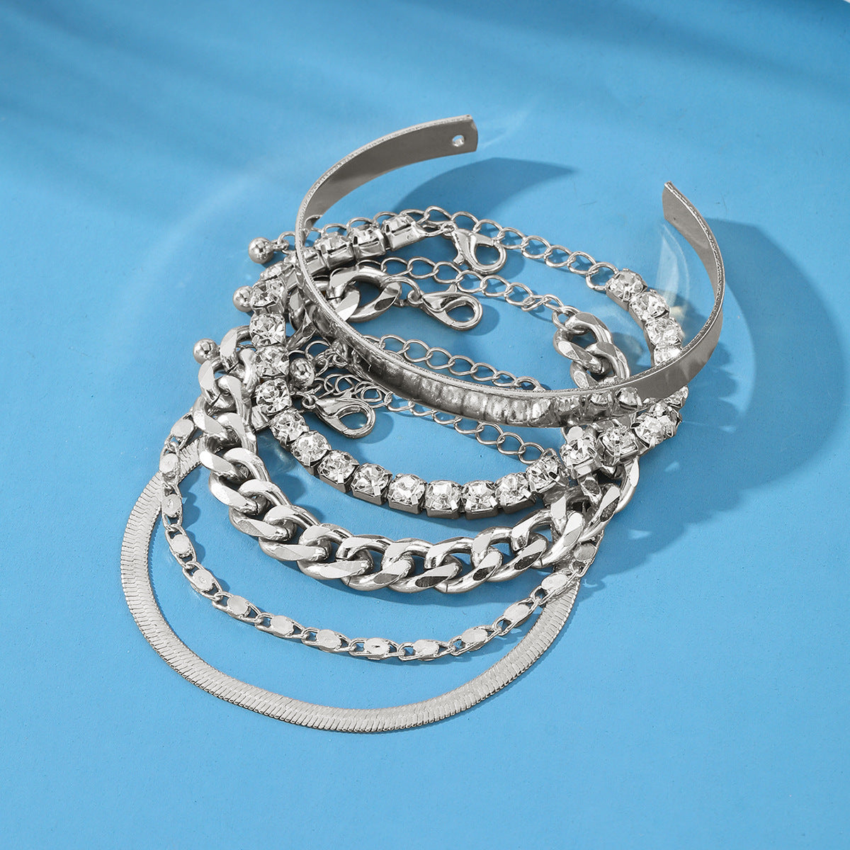 Women's 5-Piece Mixed Chain Bracelet Set