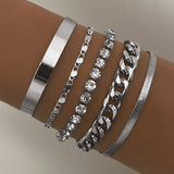 Women's 5-Piece Mixed Chain Bracelet Set
