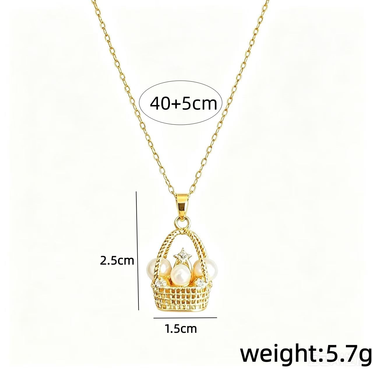 Pearl Basket Pendant Necklace Gift Jewelry Set