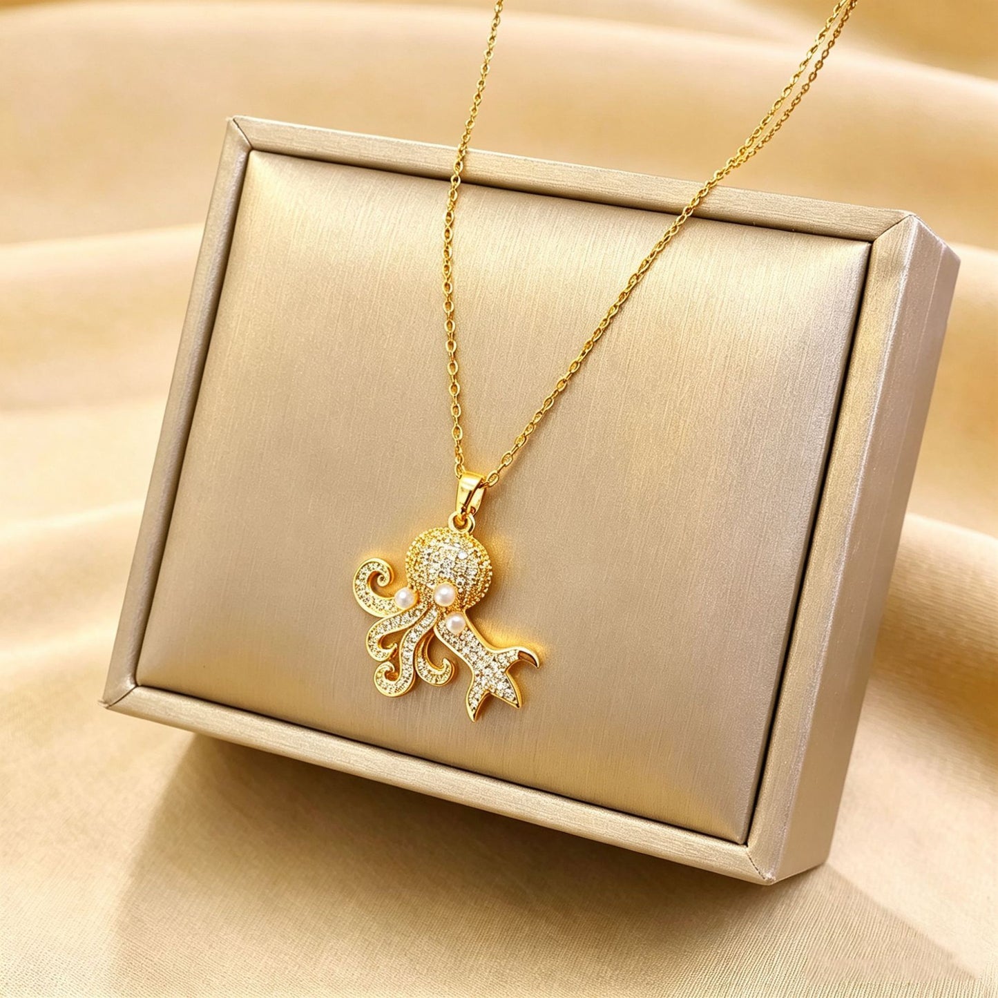 Octopus Pearl Pendant Necklace