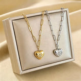 Floral Star Carved Heart Pendant Necklaces