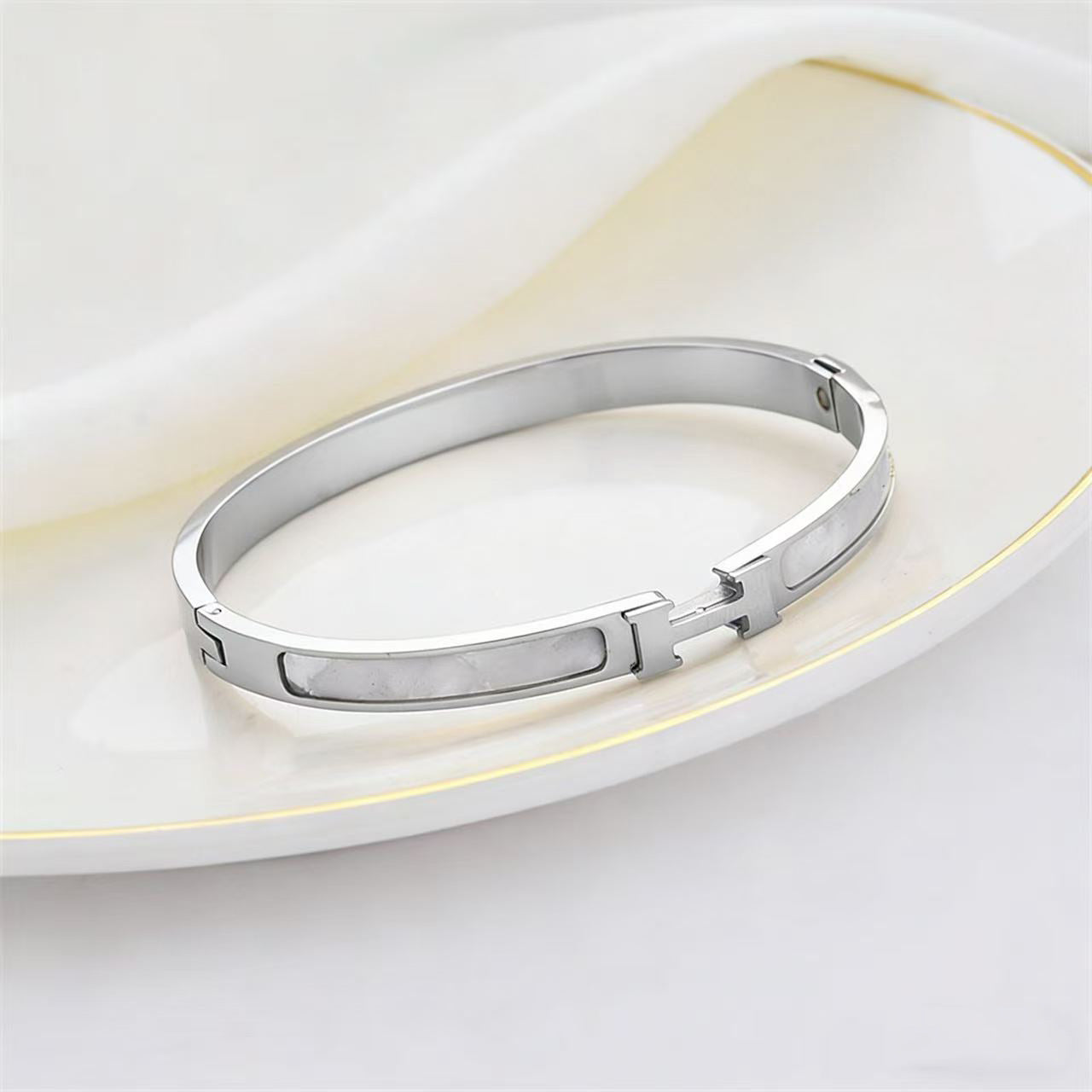 Luxe  Gold Plated Mother of Pearl Bangle