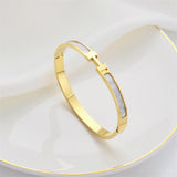Luxe  Gold Plated Mother of Pearl Bangle