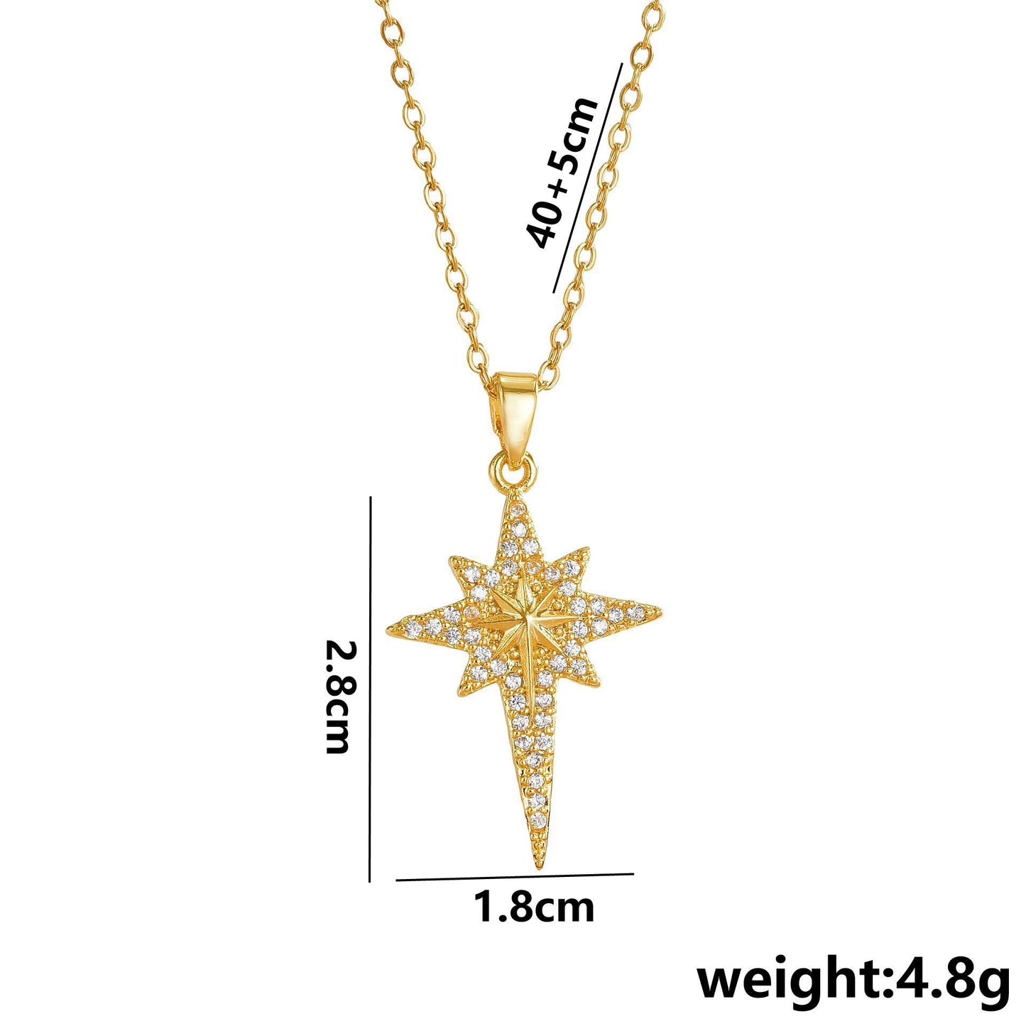 Crystal-Paved North Star Pendant Necklace