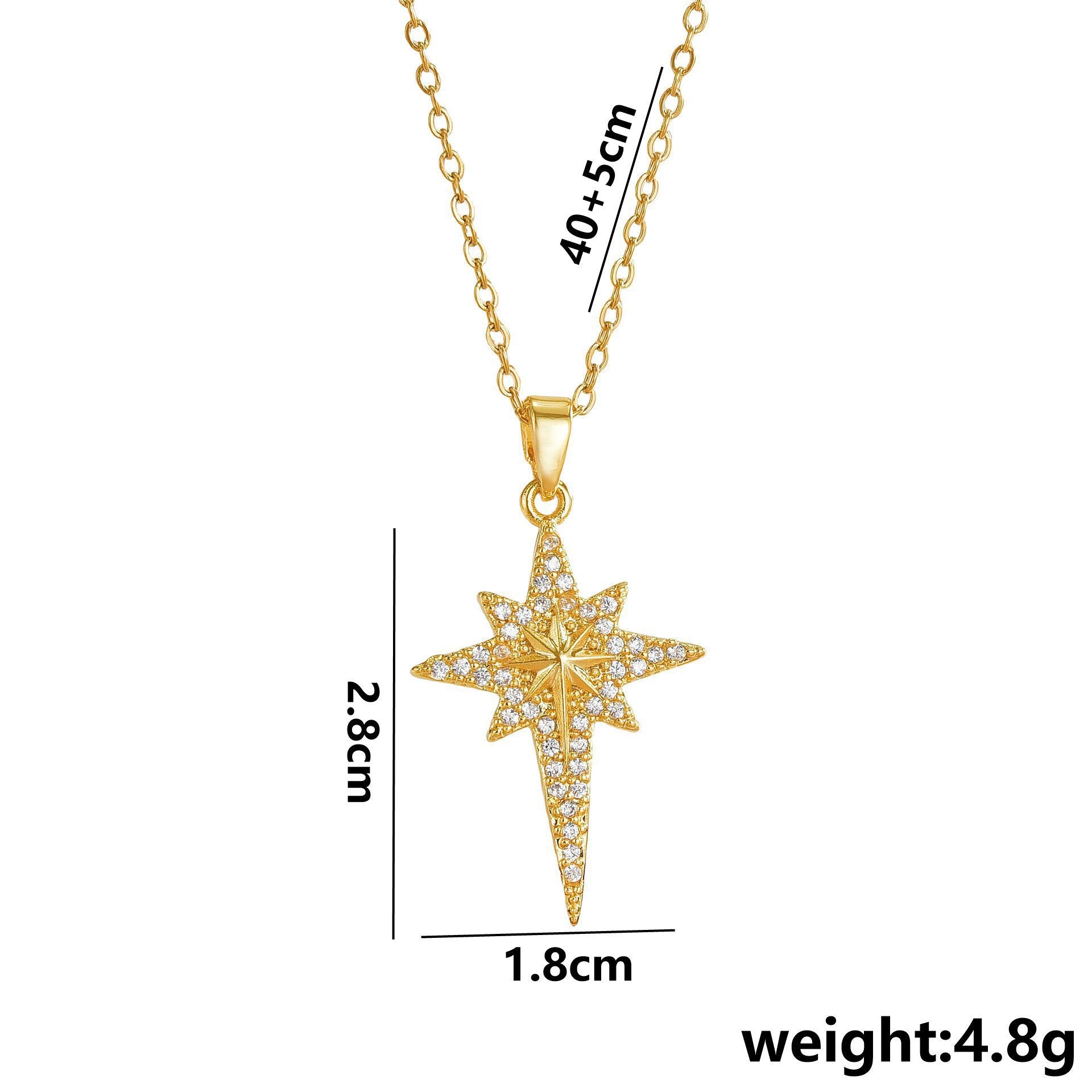 Crystal-Paved North Star Pendant Necklace
