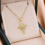 Crystal-Paved North Star Pendant Necklace