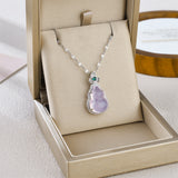 Jade Gourd Pendant Necklace with Crystals