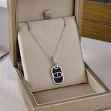 Gold Enamel Tag Pendant Necklace