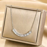 Baguette Crystal Crescent Smile Necklace
