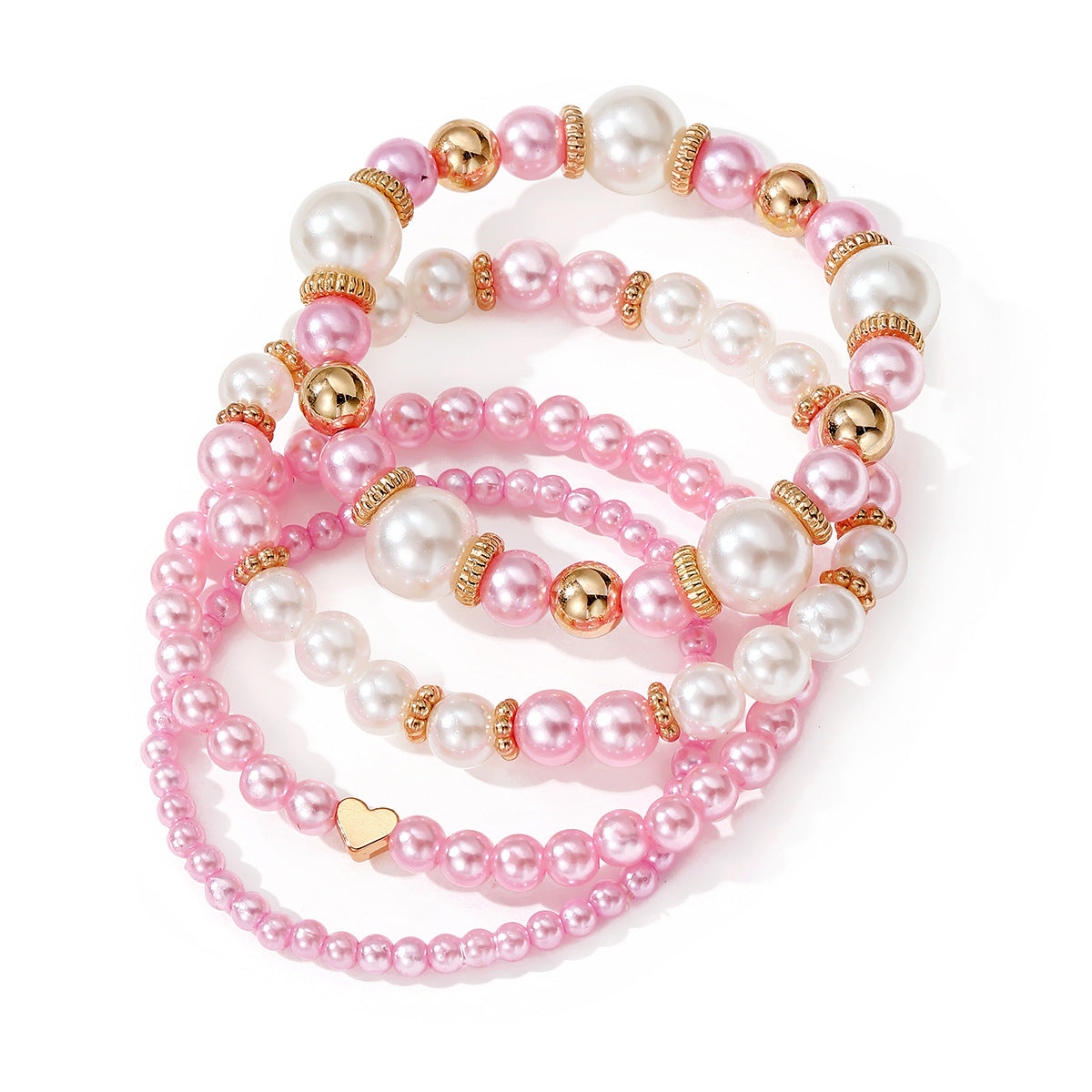 Pink & Pearl Stackable Beaded Bracelet Set
