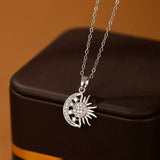 Crystal Sun & Moon Silver Pendant Necklace