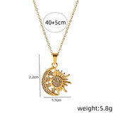 Crystal Sun & Moon Silver Pendant Necklace