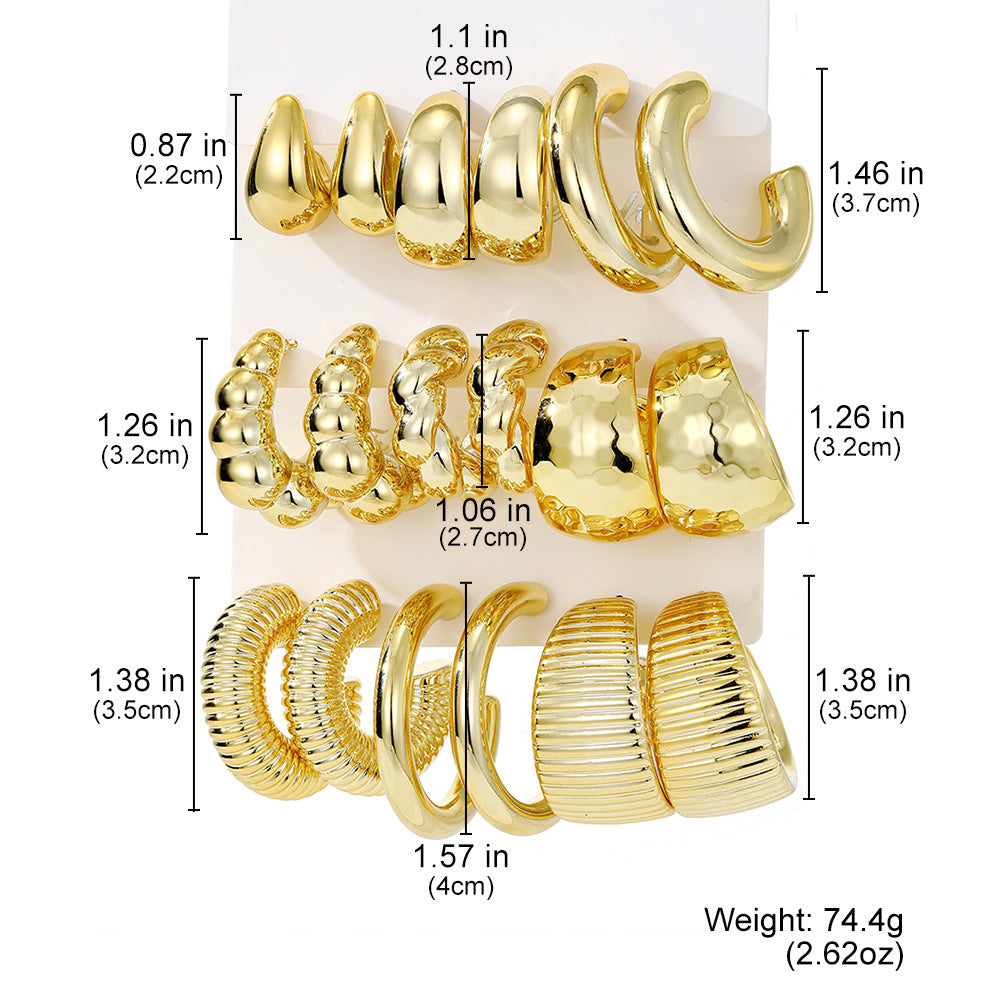 Gold Tone Hoop Earring Set