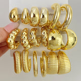Gold Tone Hoop Earring Set