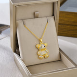 Crystal Teddy Bear Charm Necklace