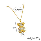 Crystal Teddy Bear Charm Necklace