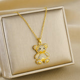 Crystal Teddy Bear Charm Necklace