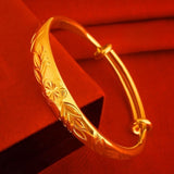 Women's Floral Engraved Bangle Bracelet