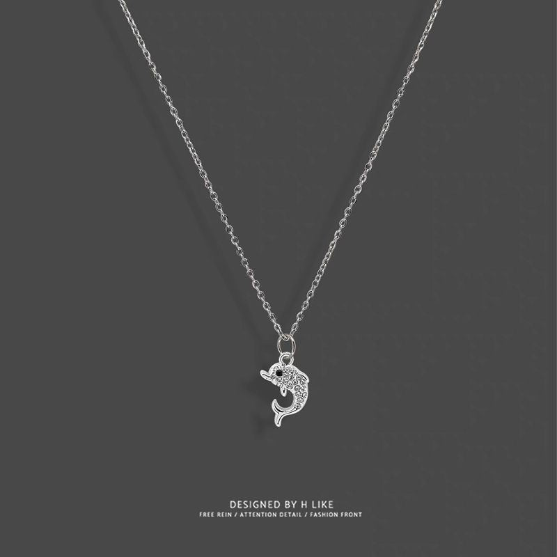 Silver Crystal Dolphin Pendant