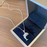 Silver Crystal Dolphin Pendant