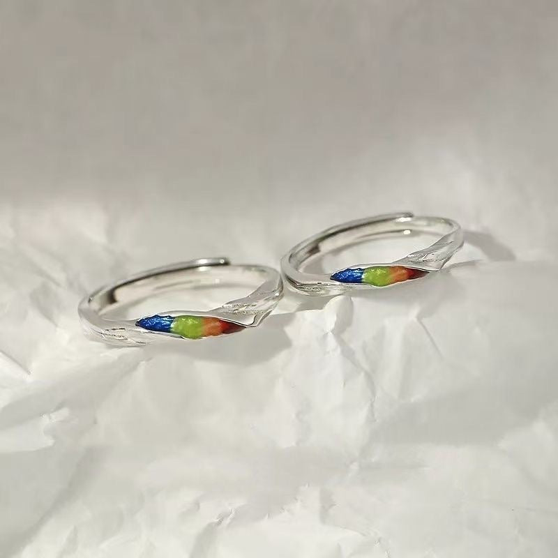 Adjustable Rainbow Crystal Open Ring for Women