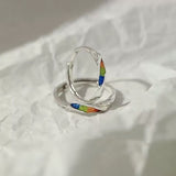 Adjustable Rainbow Crystal Open Ring for Women