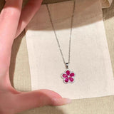 Crystal Flower Pendant Necklace for Women Elegant