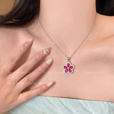 Crystal Flower Pendant Necklace for Women Elegant