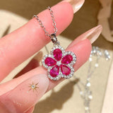 Crystal Flower Pendant Necklace for Women Elegant