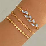 Women's Gold-Tone Crystal Leaf Bracelet Set
