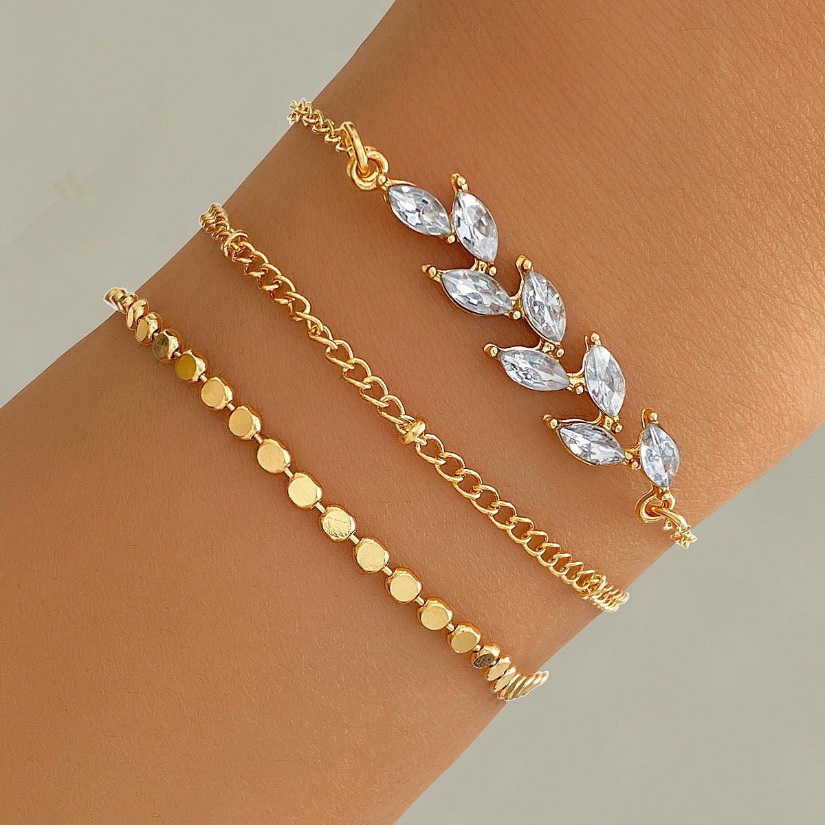 Women's Gold-Tone Crystal Leaf Bracelet Set