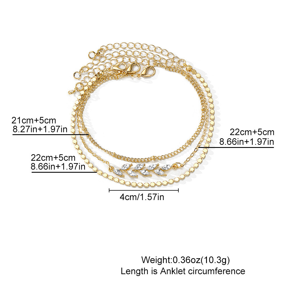 Women's Gold-Tone Crystal Leaf Bracelet Set