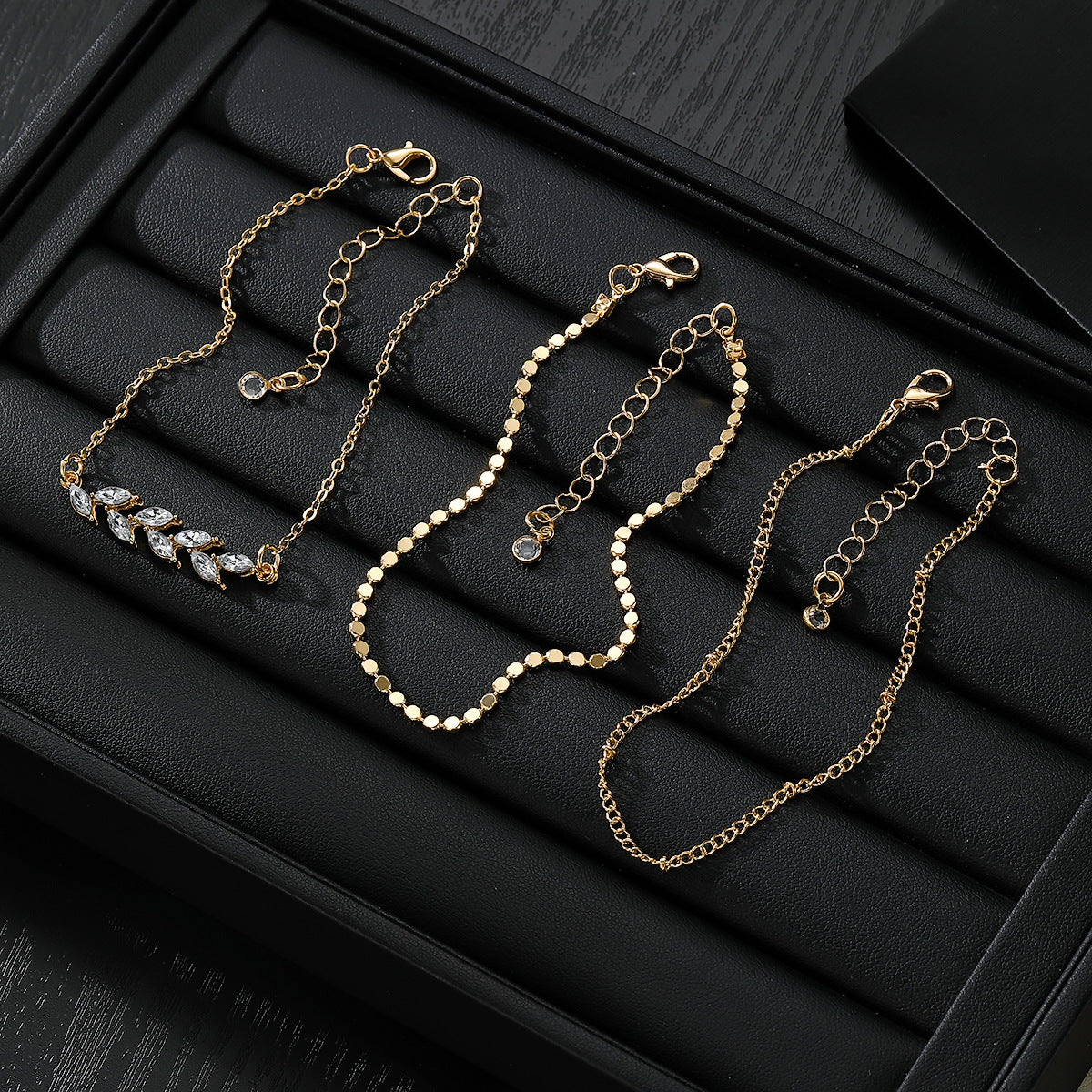 Women's Gold-Tone Crystal Leaf Bracelet Set