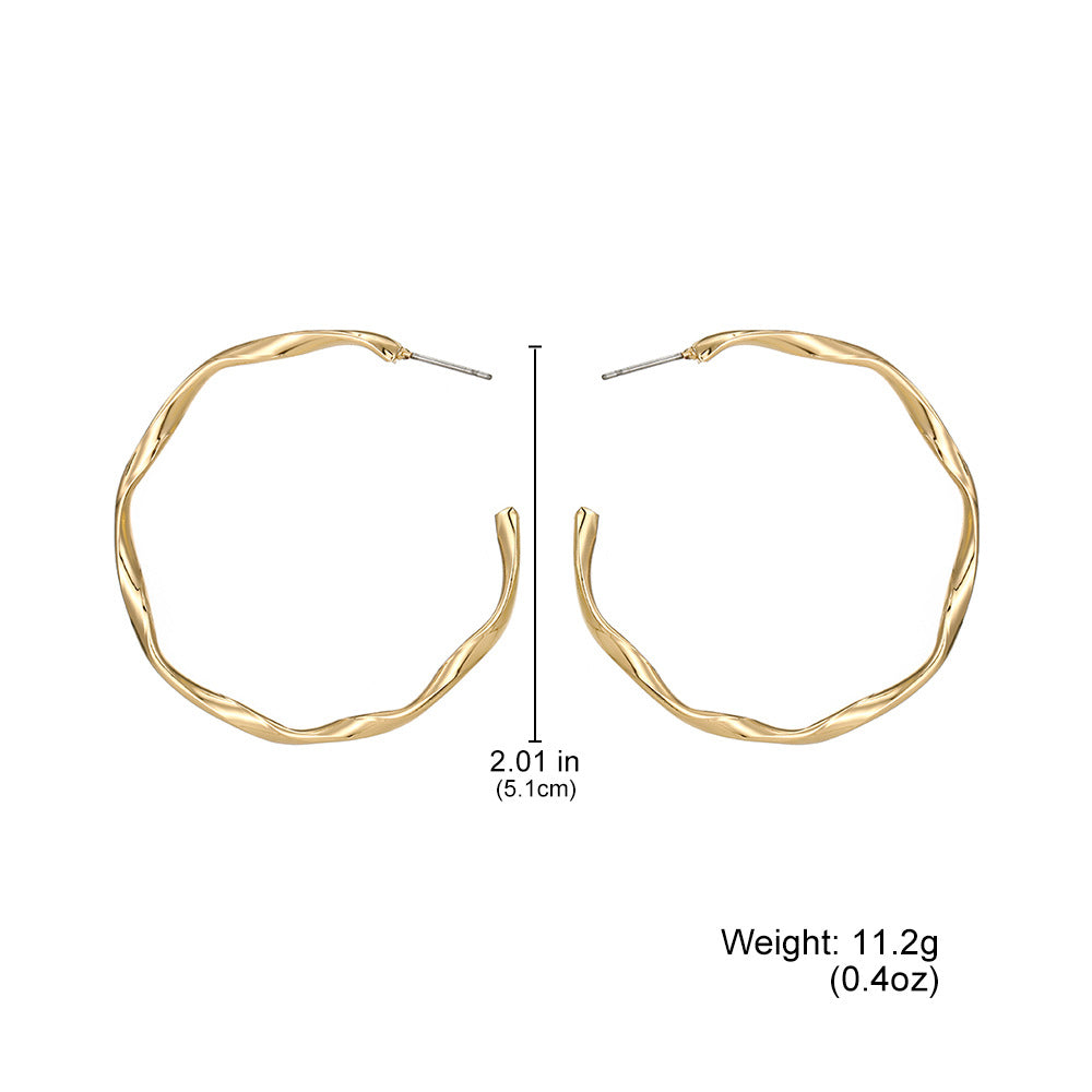 Women's Textured Gold Hoop Earrings