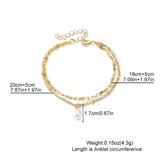 Gold Layered Chain Pearl Anklet Bracelet