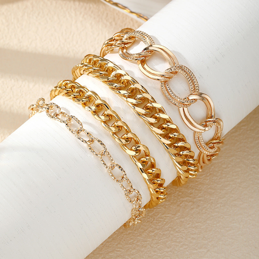 Gold Chain Link Bracelet Set