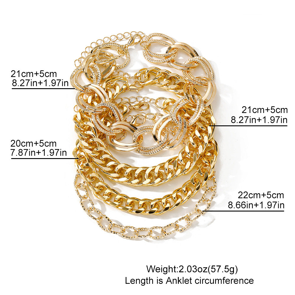 Gold Chain Link Bracelet Set
