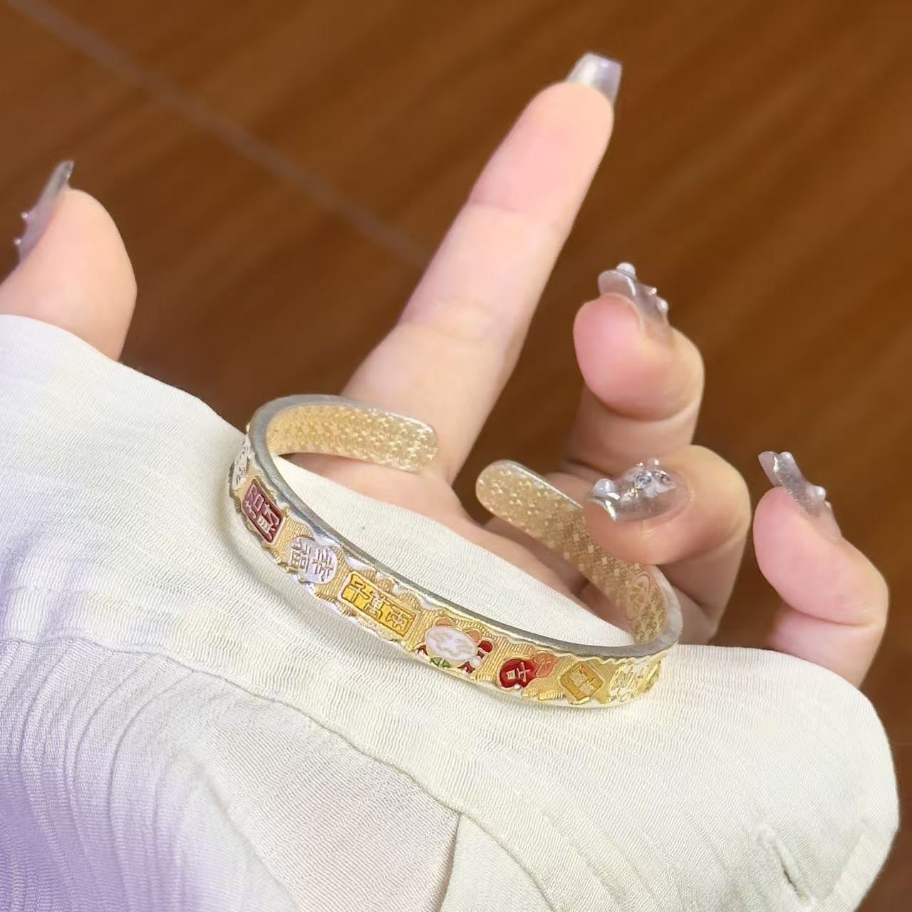 Lucky Charm Adjustable Cuff Bracelet for Women