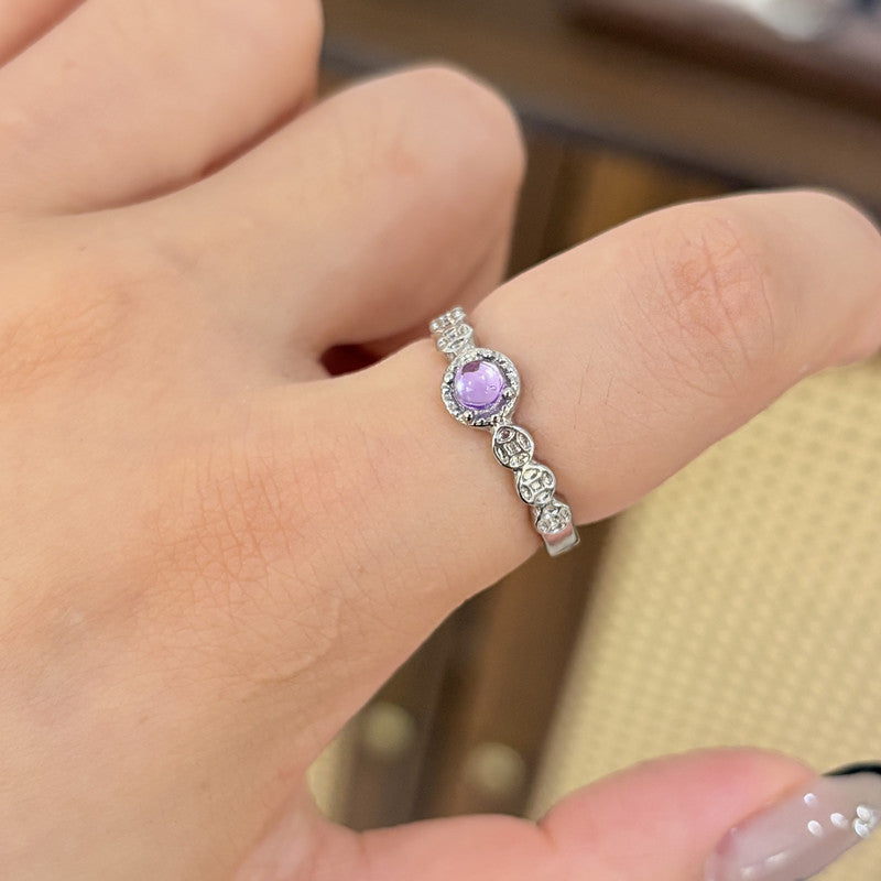 Women`s Adjustable Crystal Gem Open Ring Band