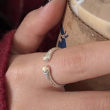 Adjustable Paw Print Open Band Fashion Ring