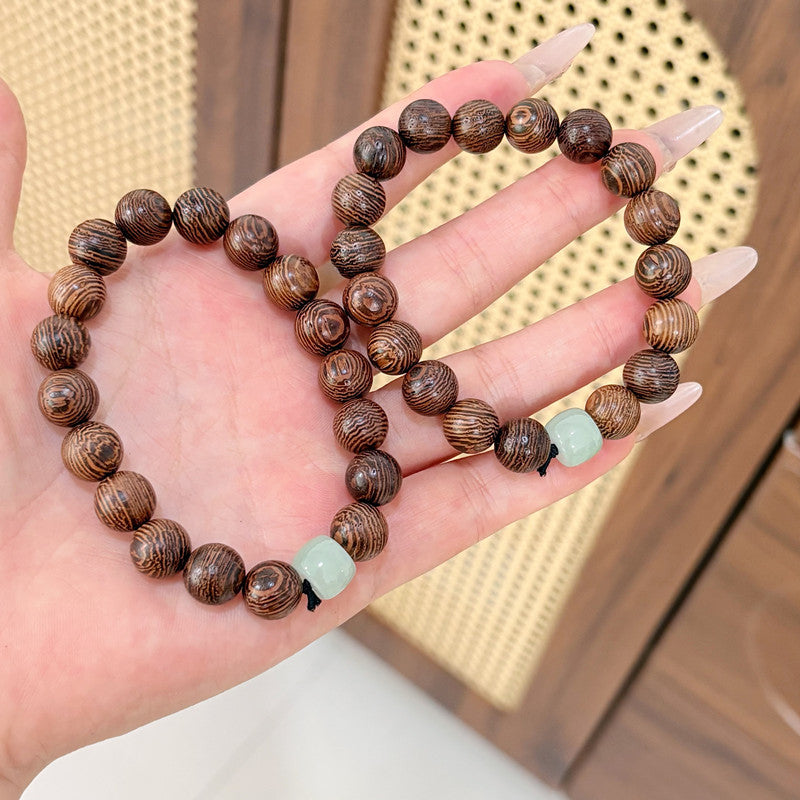 Natural Wooden Bead Stretch Bracelet