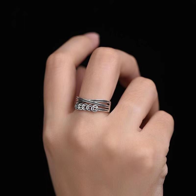 Vintage Adjustable Sterling Silver Ring Women