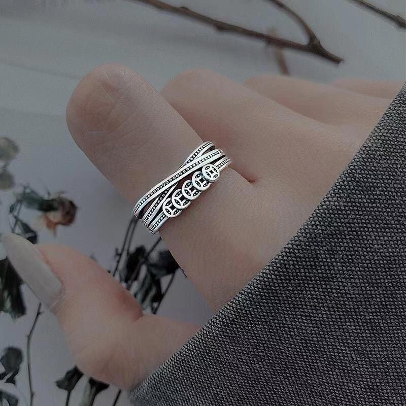 Vintage Adjustable Sterling Silver Ring Women